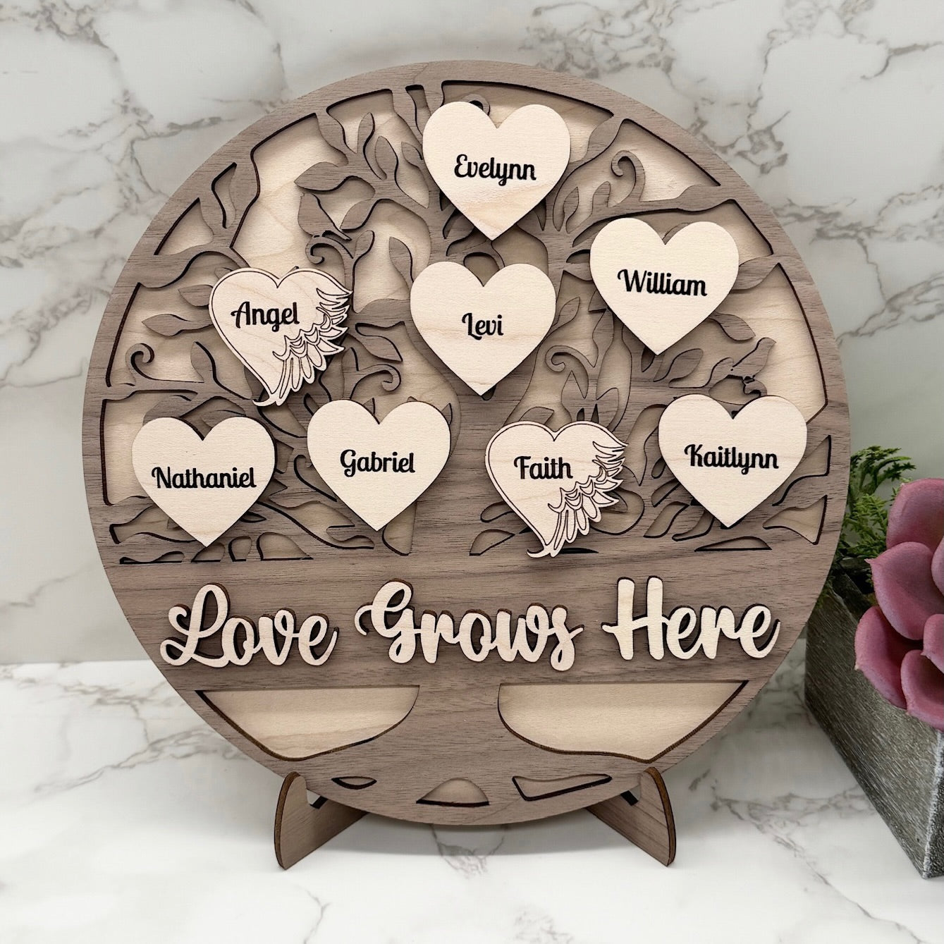 Personalized Family Tree and Grandkids Display