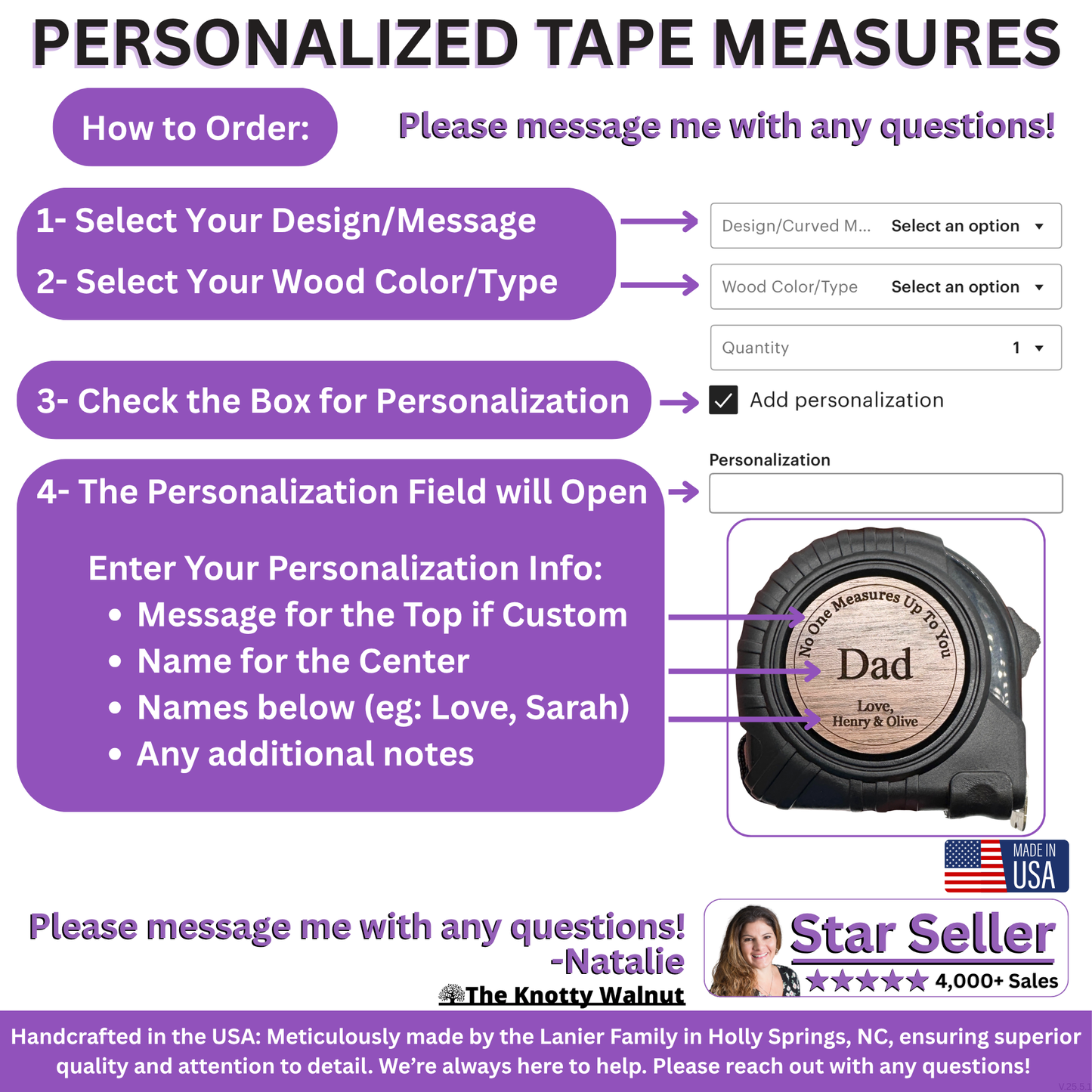 Personalized Gift for Dad, Grandad, Grandaddy, Grandfather, Pop, Papa, PawPaw, Pops - Father’s Day, Birthday, Christmas - Tape Measure