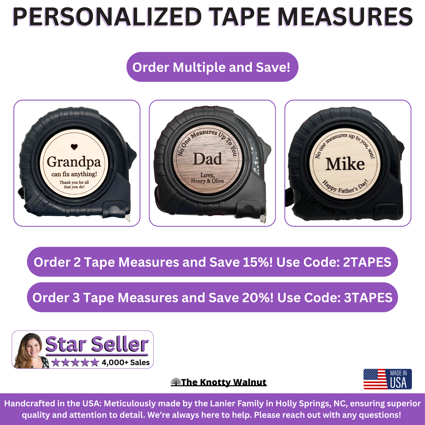 Personalized Gift for Dad, Grandad, Grandaddy, Grandfather, Pop, Papa, PawPaw, Pops - Father’s Day, Birthday, Christmas - Tape Measure