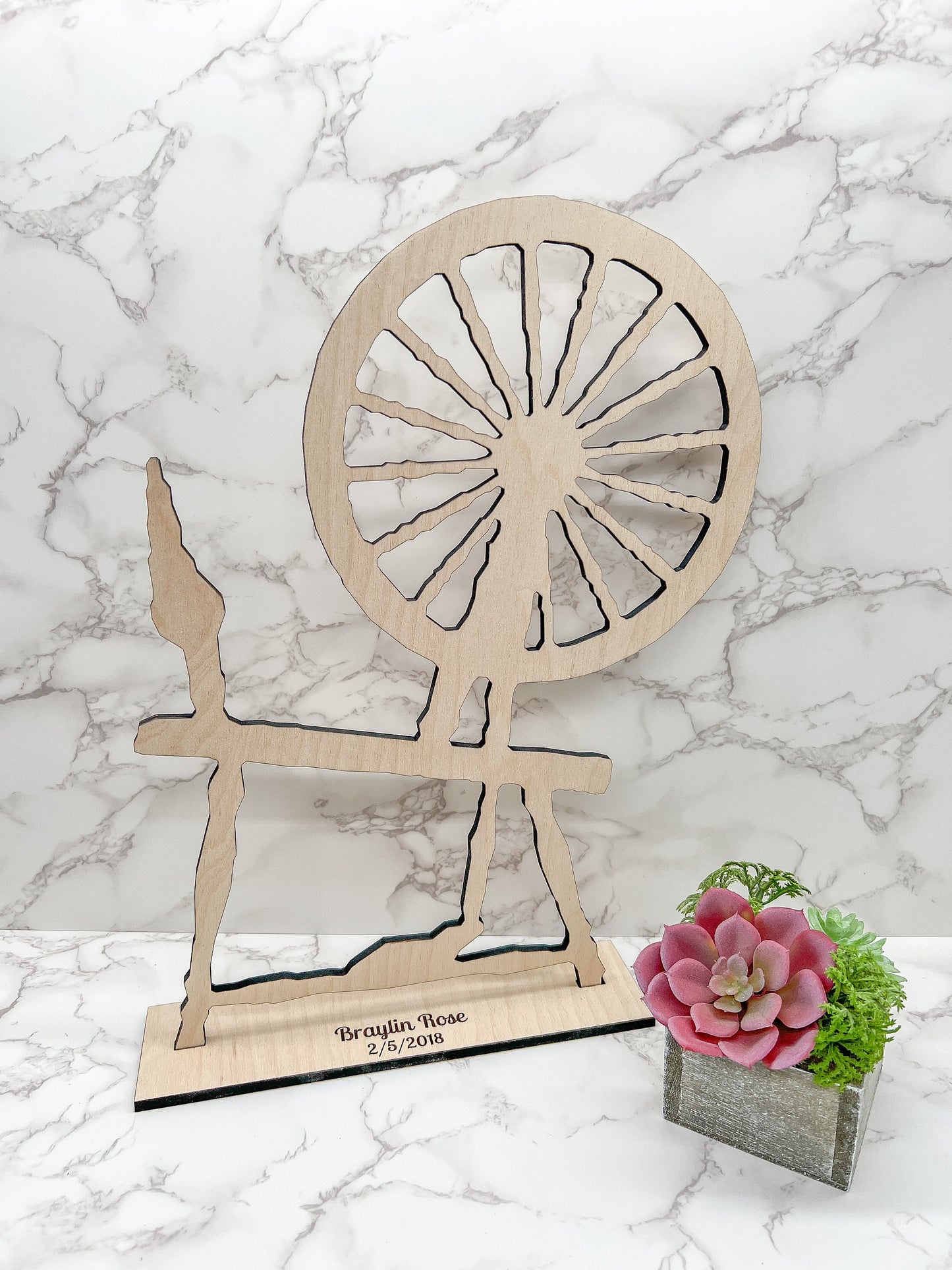 Extra Large Spinning Wheel 24", Spindle, Sleeping Beauty, Wood Display