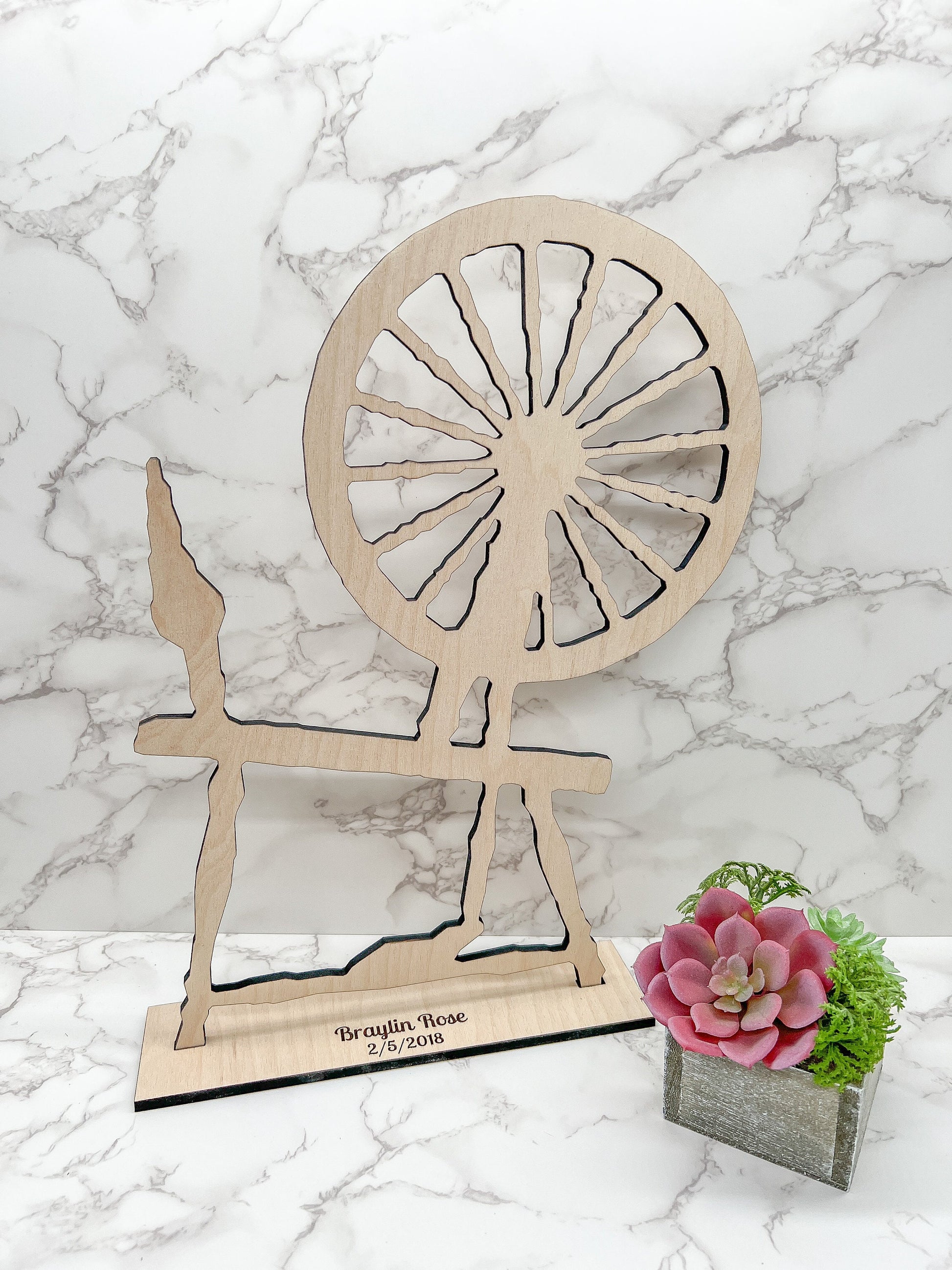 Extra Large Spinning Wheel 24", Spindle, Sleeping Beauty, Wood Display
