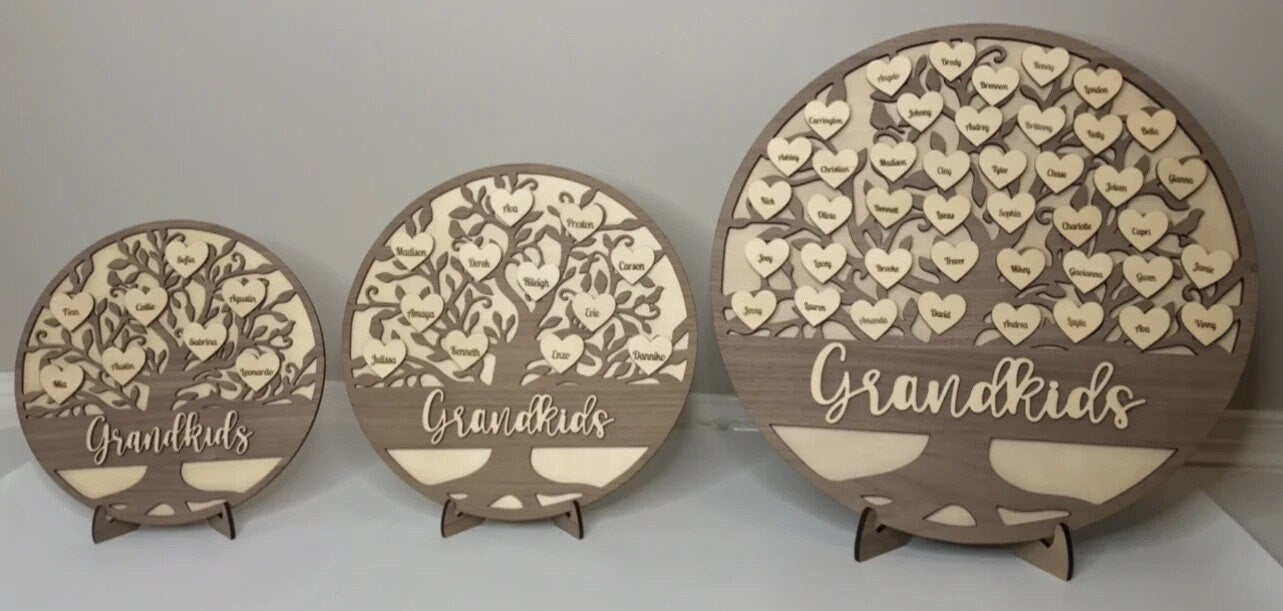 Personalized Grandkids Family Tree Gift for Mom, Dad, Grandmother, Grandfather - Mother’s Day, Father’s Day, Grandparents’ Day, Christmas