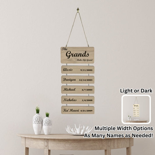 Free Ship* Grandkids Ladder Display, Personalized Wall Art Gift for Grandparents, Grandmother, Grandfather