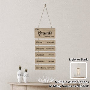 Free Ship* Grandkids Ladder Display, Personalized Wall Art Gift for Grandparents, Grandmother, Grandfather