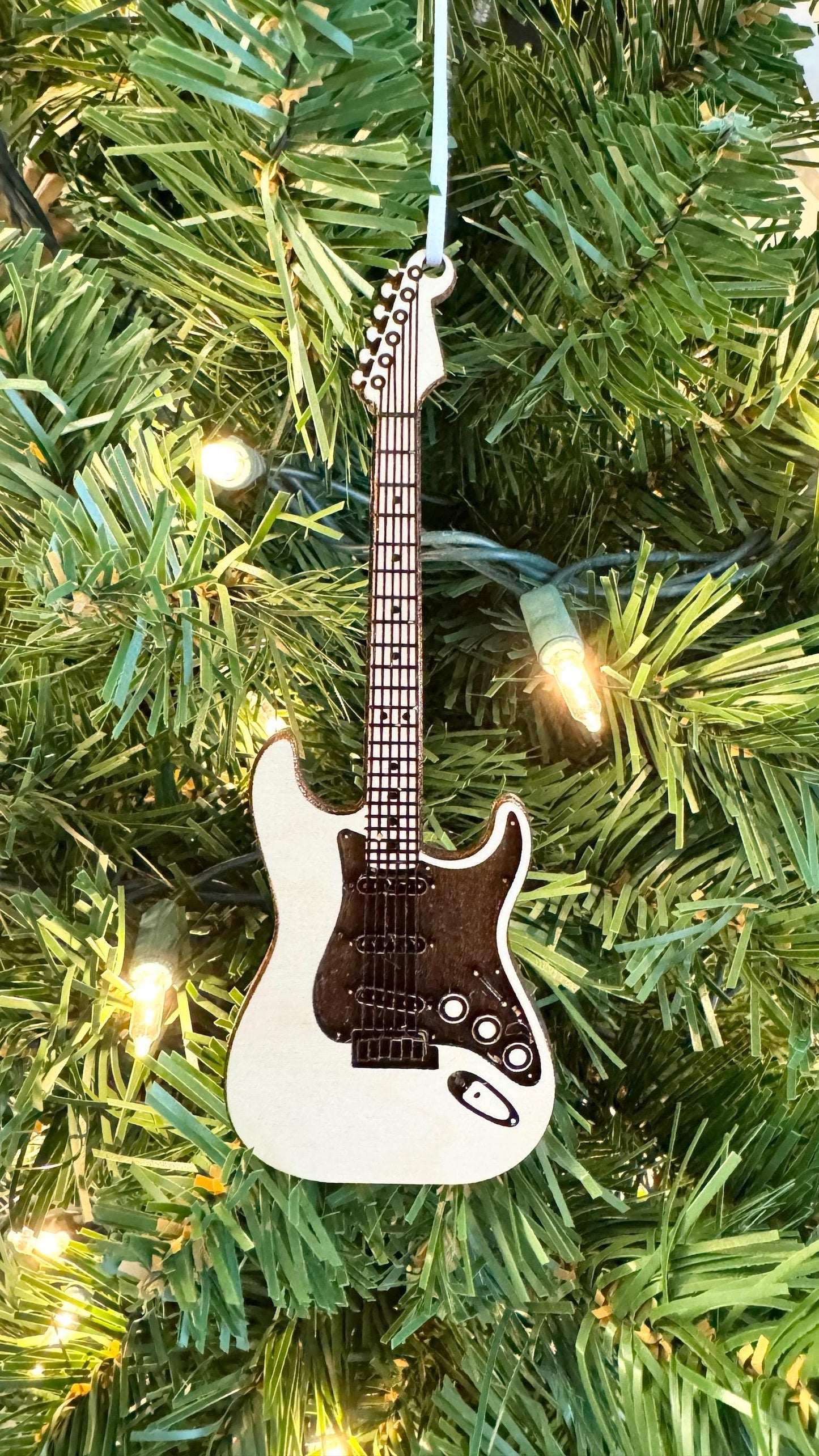 Electric Guitar Ornament with Personalized Pick Christmas Gift for Guitarist