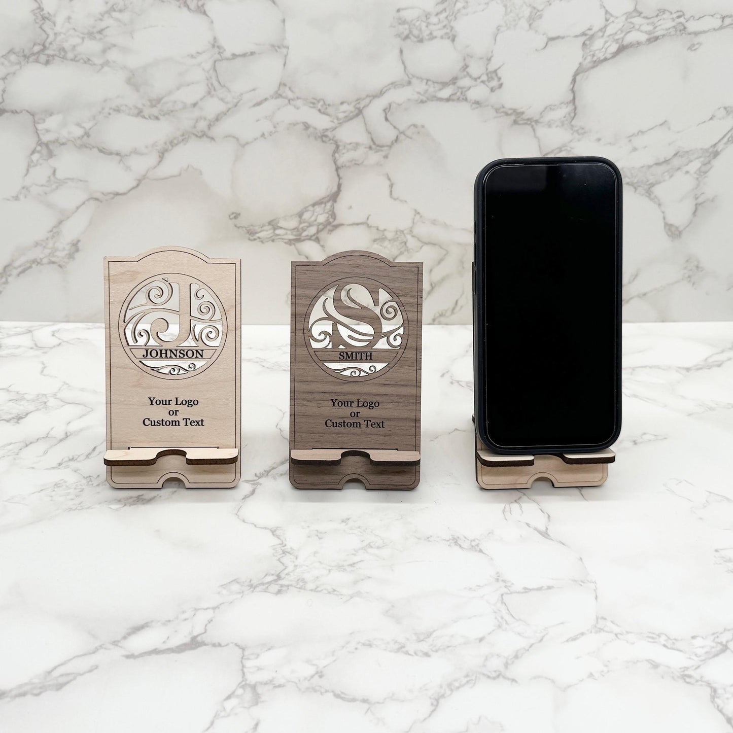 Logo or Custom Text Branded Personalized Monogram Phone Charging Stand Corporate Christmas Gift for Clients, Coworkers, Employees, and Boss