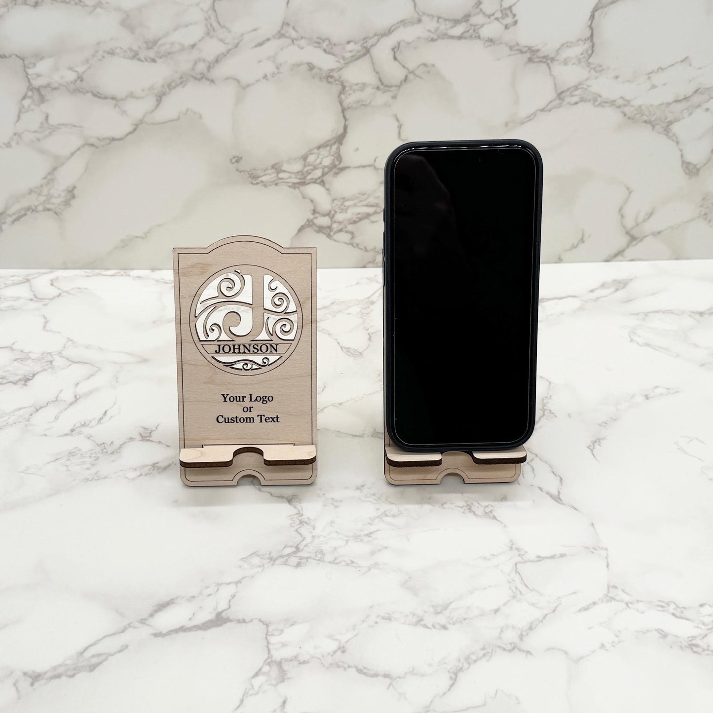 Logo or Custom Text Branded Personalized Monogram Phone Charging Stand Corporate Christmas Gift for Clients, Coworkers, Employees, and Boss