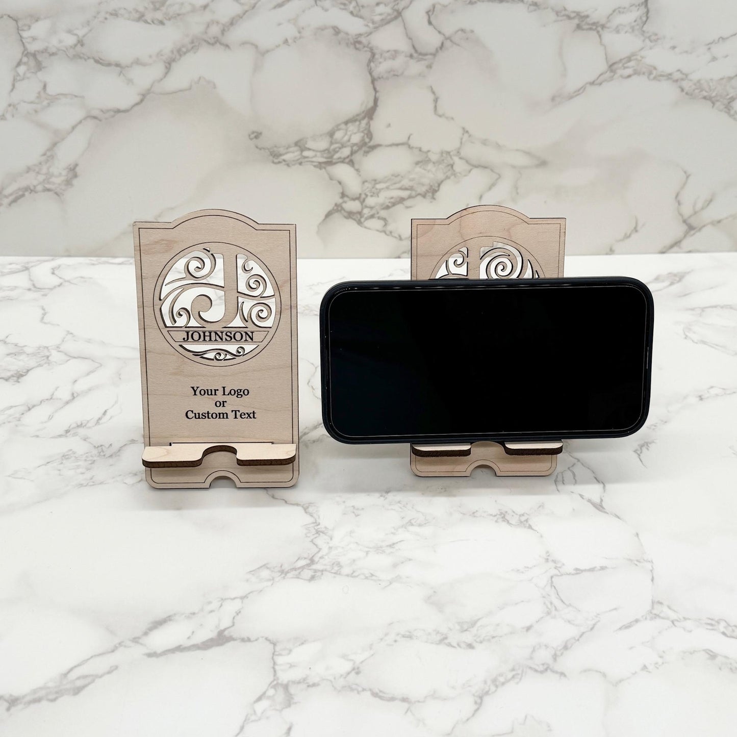 Logo or Custom Text Branded Personalized Monogram Phone Charging Stand Corporate Christmas Gift for Clients, Coworkers, Employees, and Boss