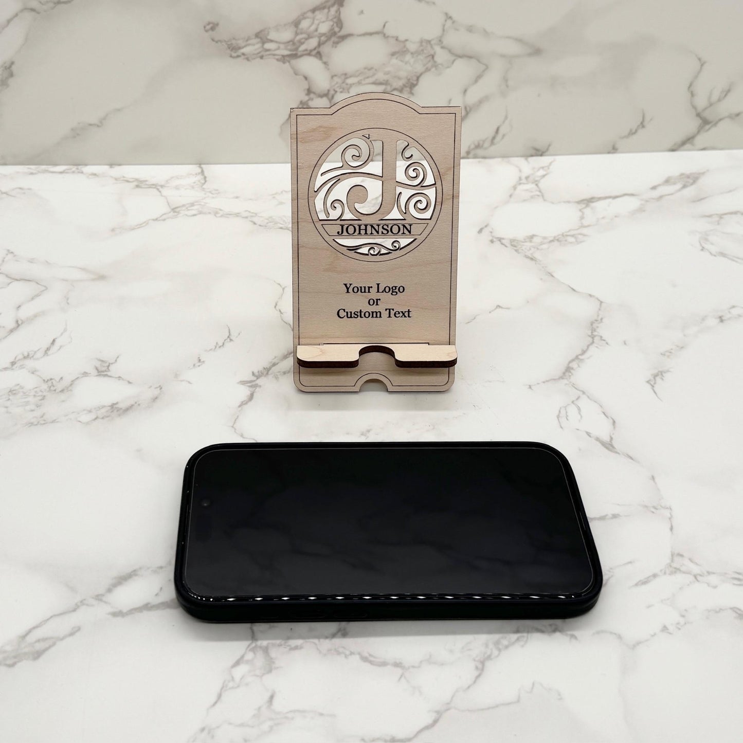 Logo or Custom Text Branded Personalized Monogram Phone Charging Stand Corporate Christmas Gift for Clients, Coworkers, Employees, and Boss