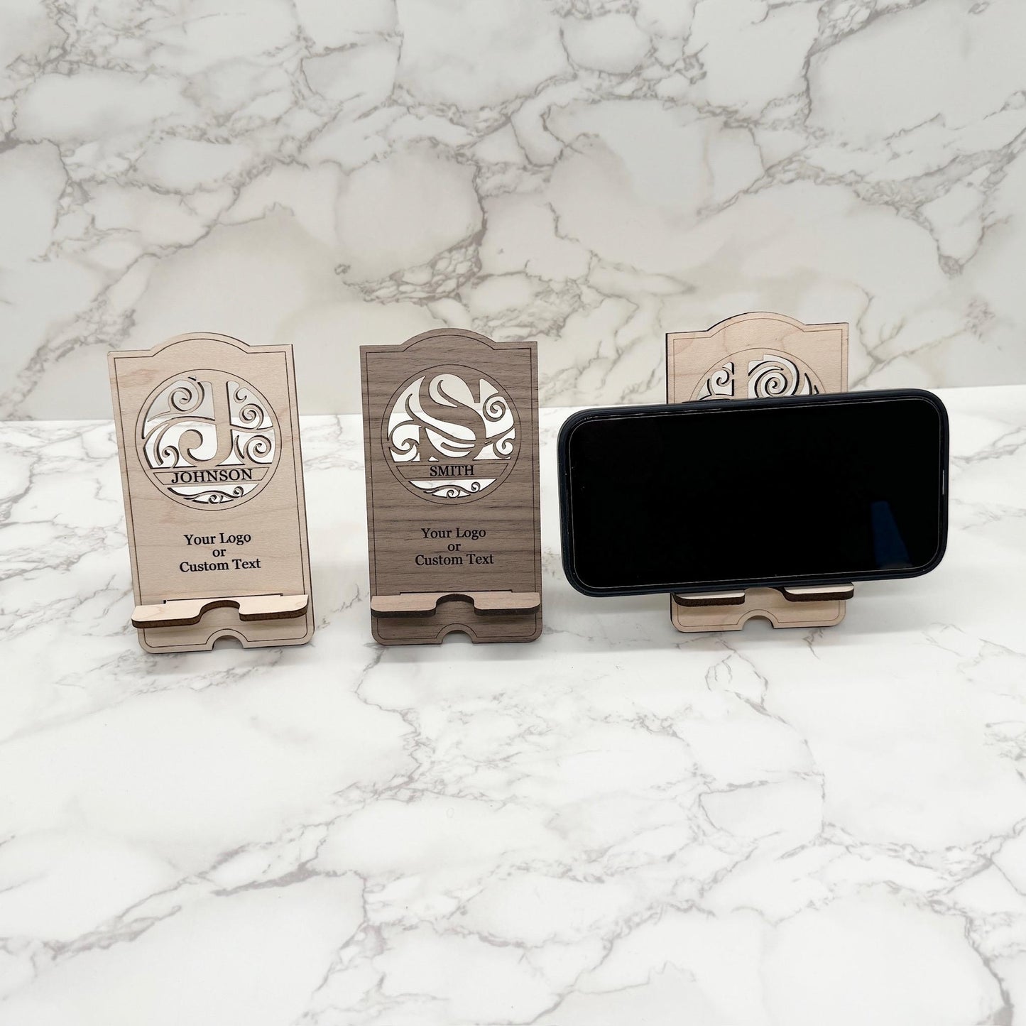 Logo or Custom Text Branded Personalized Monogram Phone Charging Stand Corporate Christmas Gift for Clients, Coworkers, Employees, and Boss