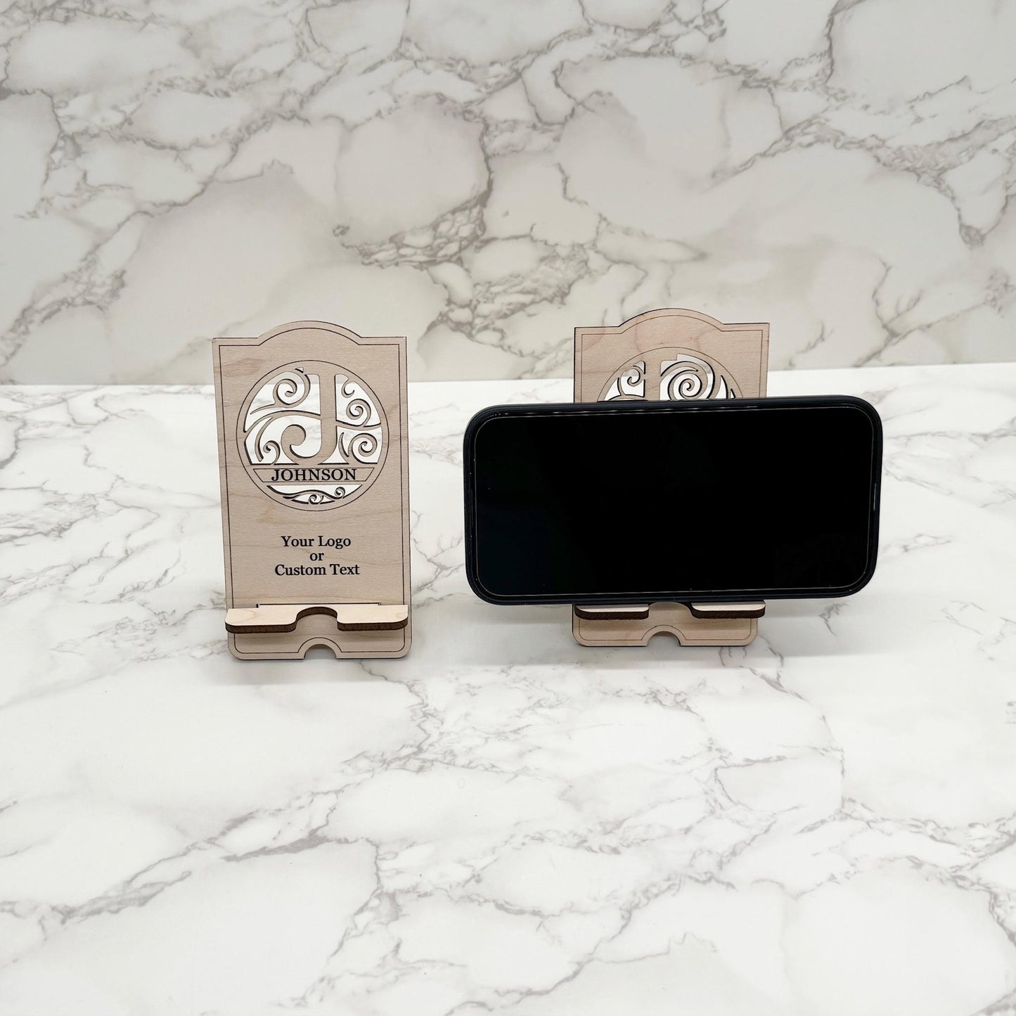 Logo or Custom Text Branded Personalized Monogram Phone Charging Stand Corporate Christmas Gift for Clients, Coworkers, Employees, and Boss