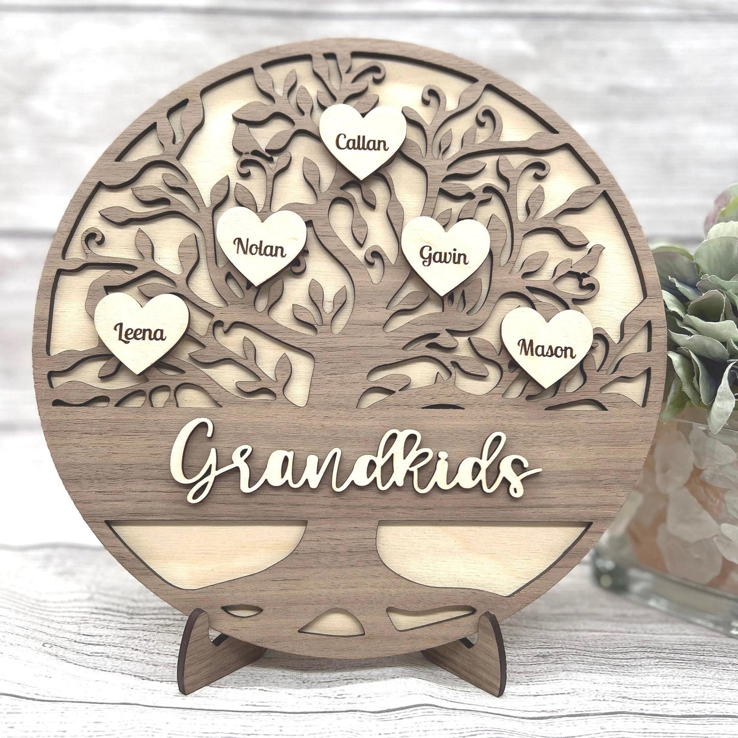 Personalized Grandkids Family Tree Gift for Mom, Dad, Grandmother, Grandfather - Mother’s Day, Father’s Day, Grandparents’ Day, Christmas