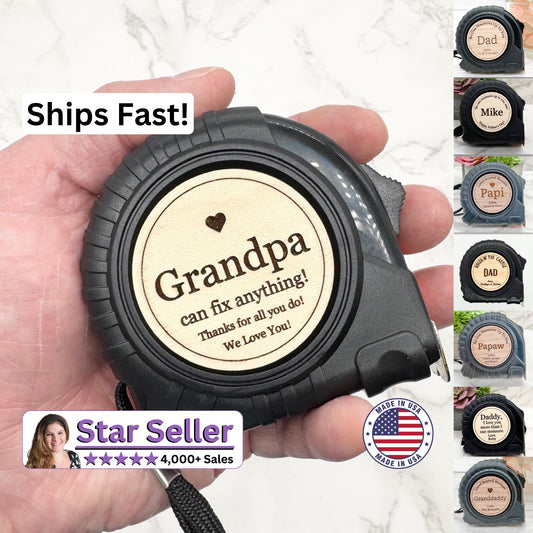 Personalized Gift for Grandpa, Grandad, Grandaddy, Grandfather, Pop, Papa, PawPaw, Dad - Father’s Day, Birthday, Christmas - Tape Measure