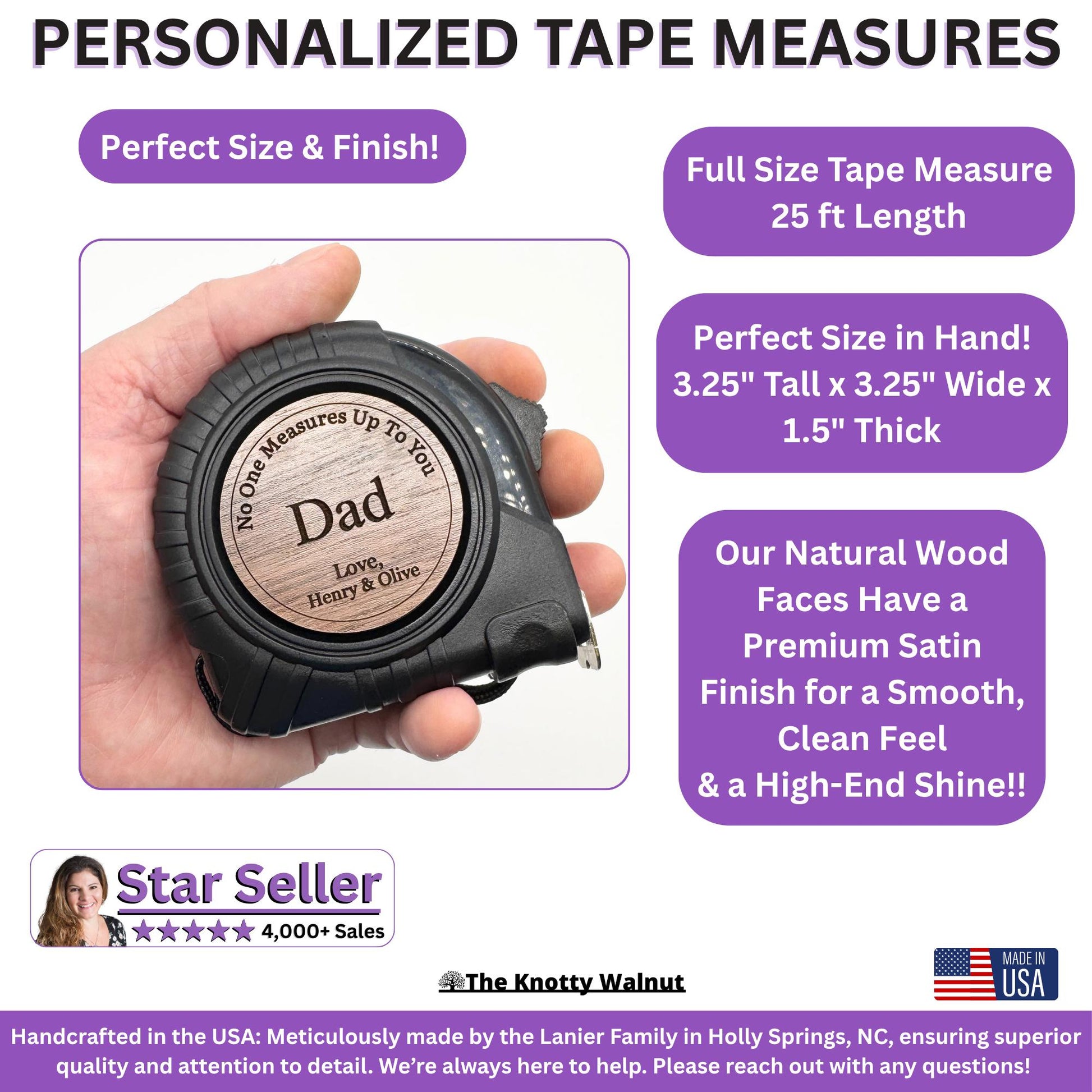 Personalized Gift for Dad, Grandad, Grandaddy, Grandfather, Pop, Papa, PawPaw, Pops - Father’s Day, Birthday, Christmas - Tape Measure