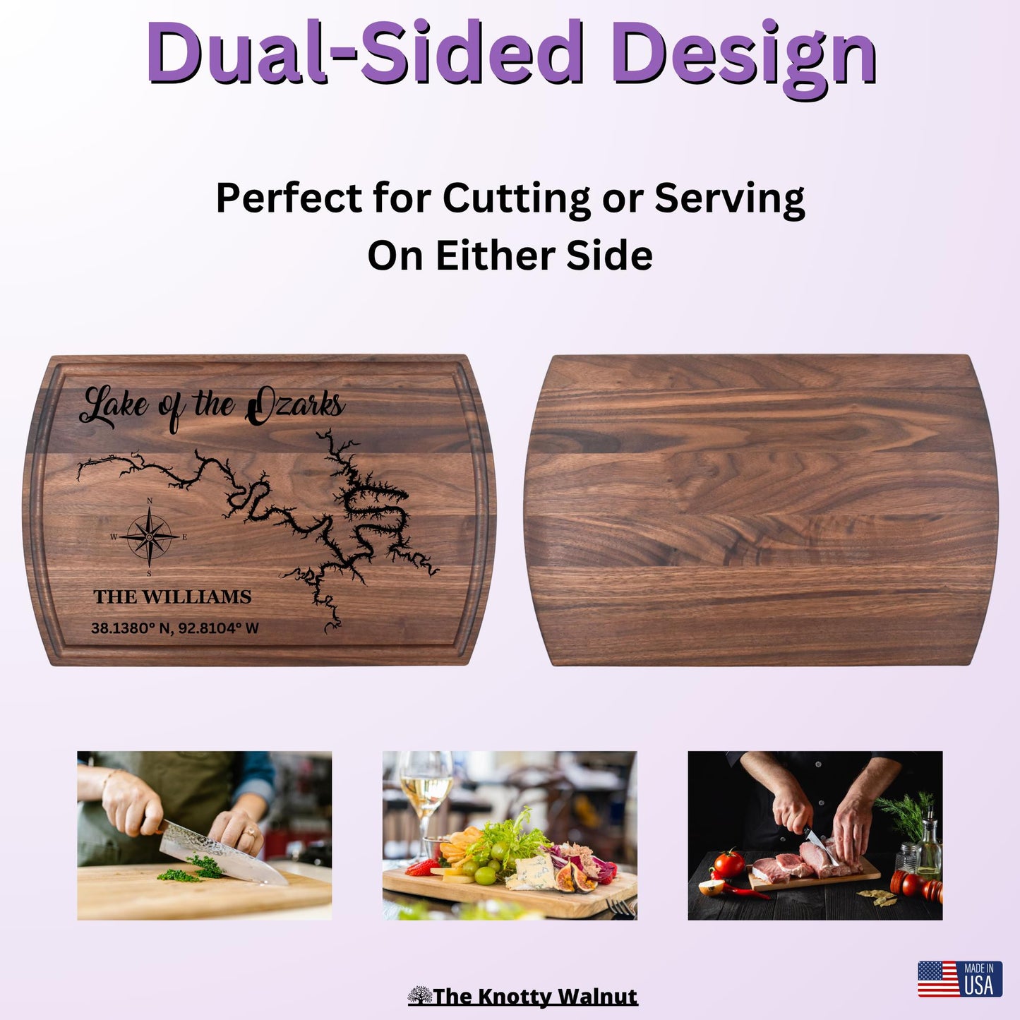 Any Lake - Personalized Cutting Board & Charcuterie – Custom Engraved Wood Gift for Wedding, Anniversary, Housewarming, Birthday, Christmas
