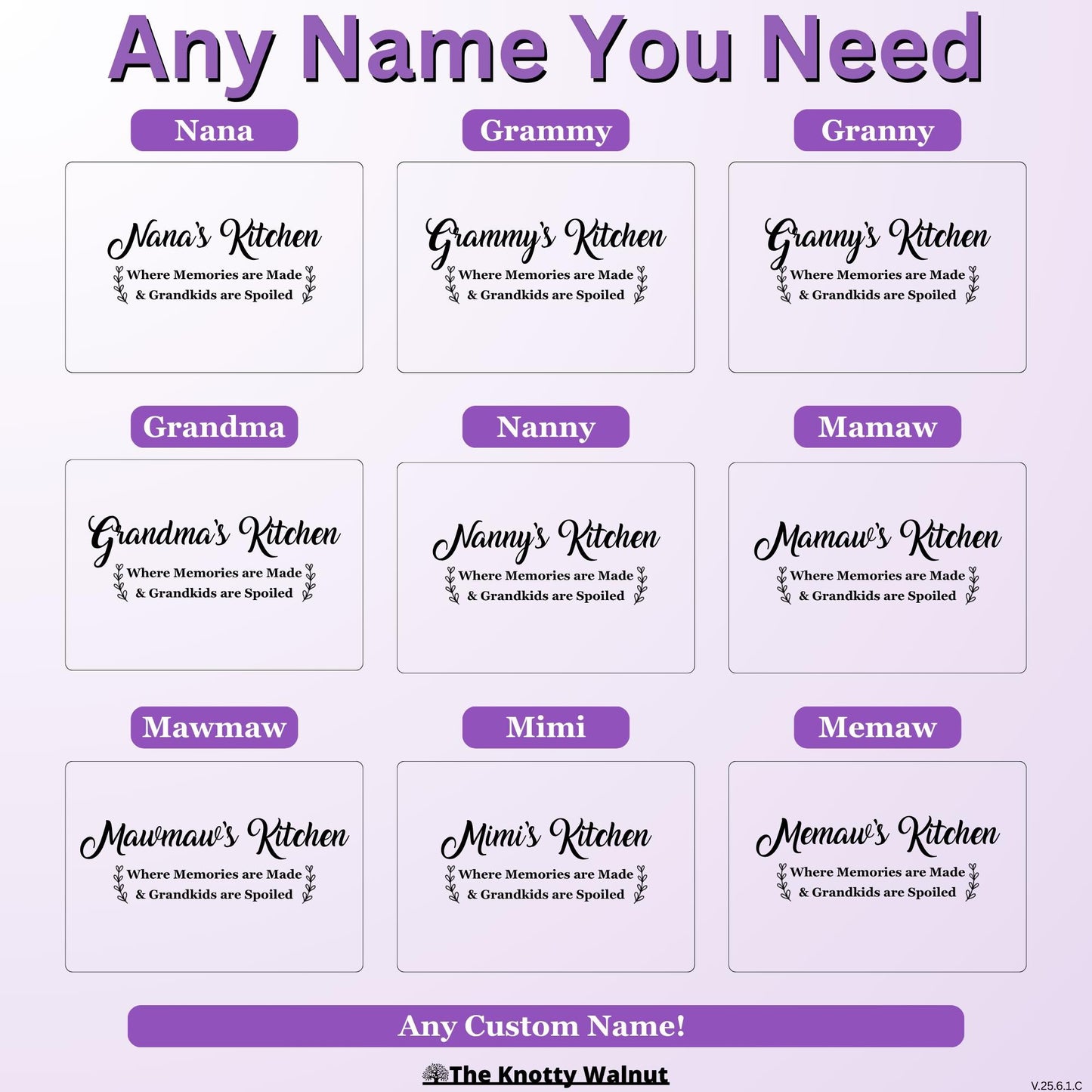 Personalized Cutting Board Gift for Grandma, Nana, Grammy, Granny, Nanny, Mamaw, Mawmaw, Mimi, Grandmother, Memaw, Abuela/Abuelita, Custom