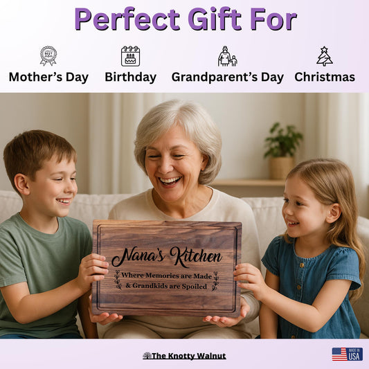 Personalized Cutting Board Gift for Grandma, Nana, Grammy, Granny, Nanny, Mamaw, Mawmaw, Mimi, Grandmother, Memaw, Abuela/Abuelita, Custom
