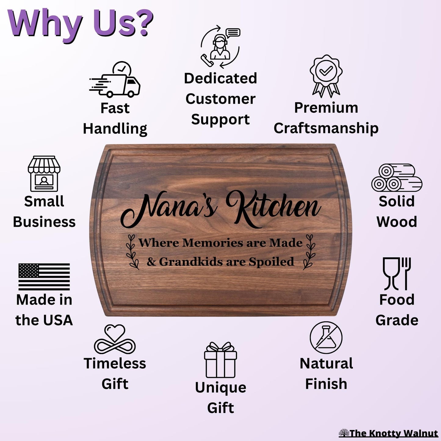 Personalized Cutting Board Gift for Grandma, Nana, Grammy, Granny, Nanny, Mamaw, Mawmaw, Mimi, Grandmother, Memaw, Abuela/Abuelita, Custom