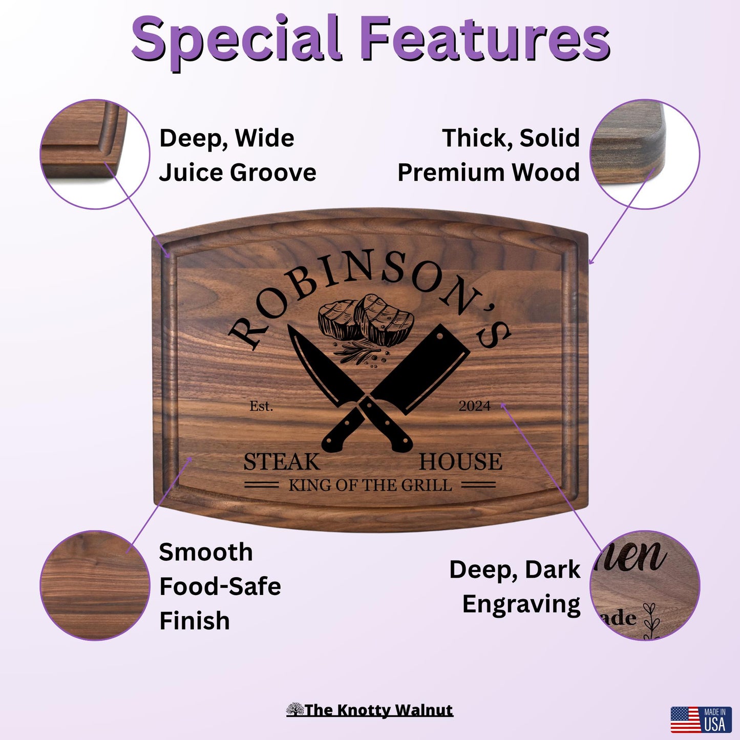 Personalized Gift for Dad, Grandad, Grandaddy, Grandfather, Pop, Papa, PawPaw - Father’s Day, Birthday, Christmas - BBQ Grill Cutting Board