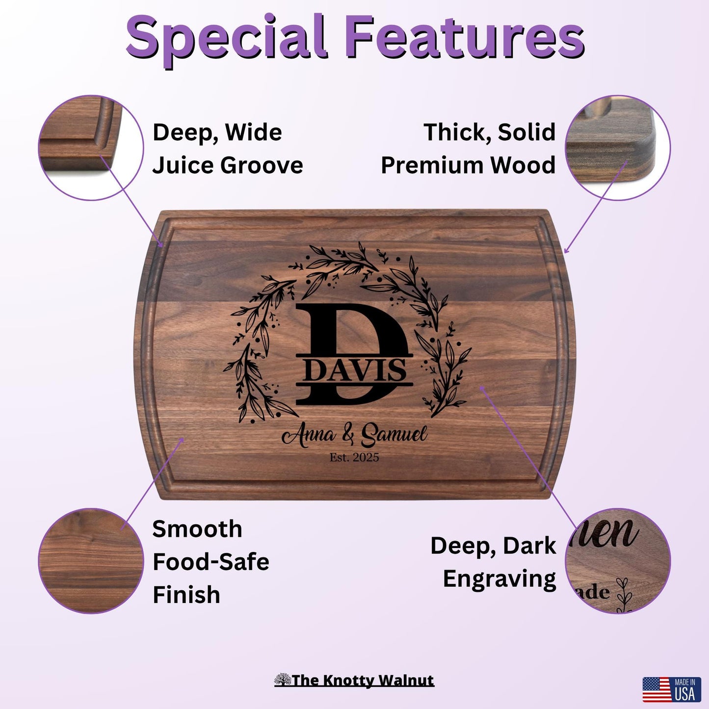 Personalized Cutting Board & Charcuterie – Custom Engraved Gift for Bridal Shower, Wedding, Engagement, Anniversary, Housewarming
