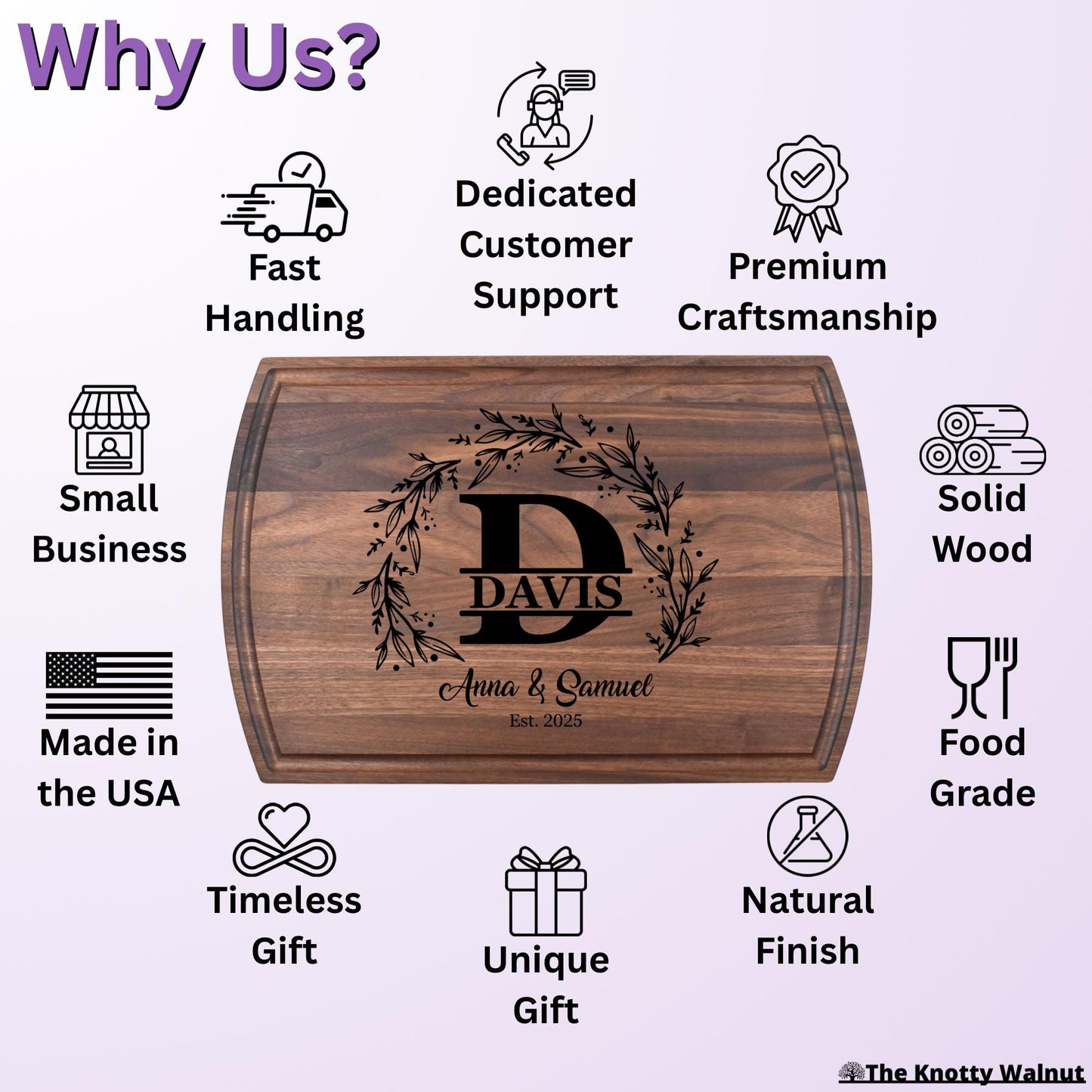 Personalized Cutting Board & Charcuterie – Custom Engraved Gift for Bridal Shower, Wedding, Engagement, Anniversary, Housewarming