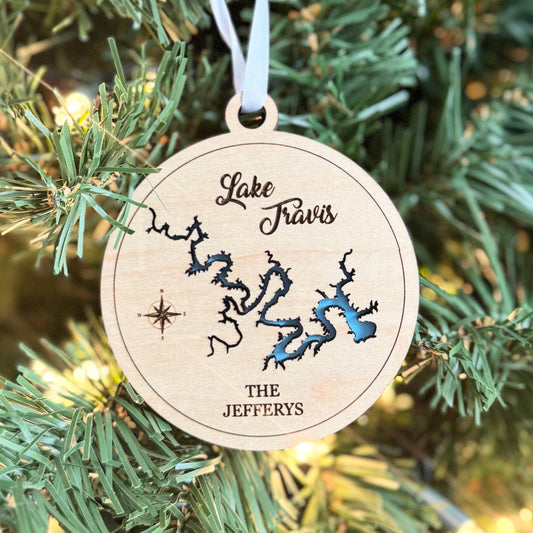 Personalized Lake Travis Ornament Christmas Gift