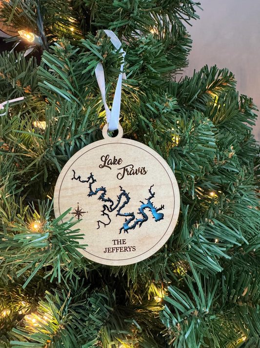 Personalized Lake Travis Ornament Christmas Gift