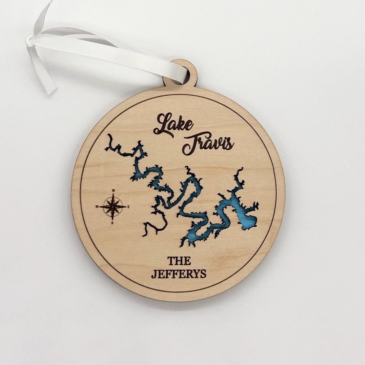 Personalized Lake Travis Ornament Christmas Gift