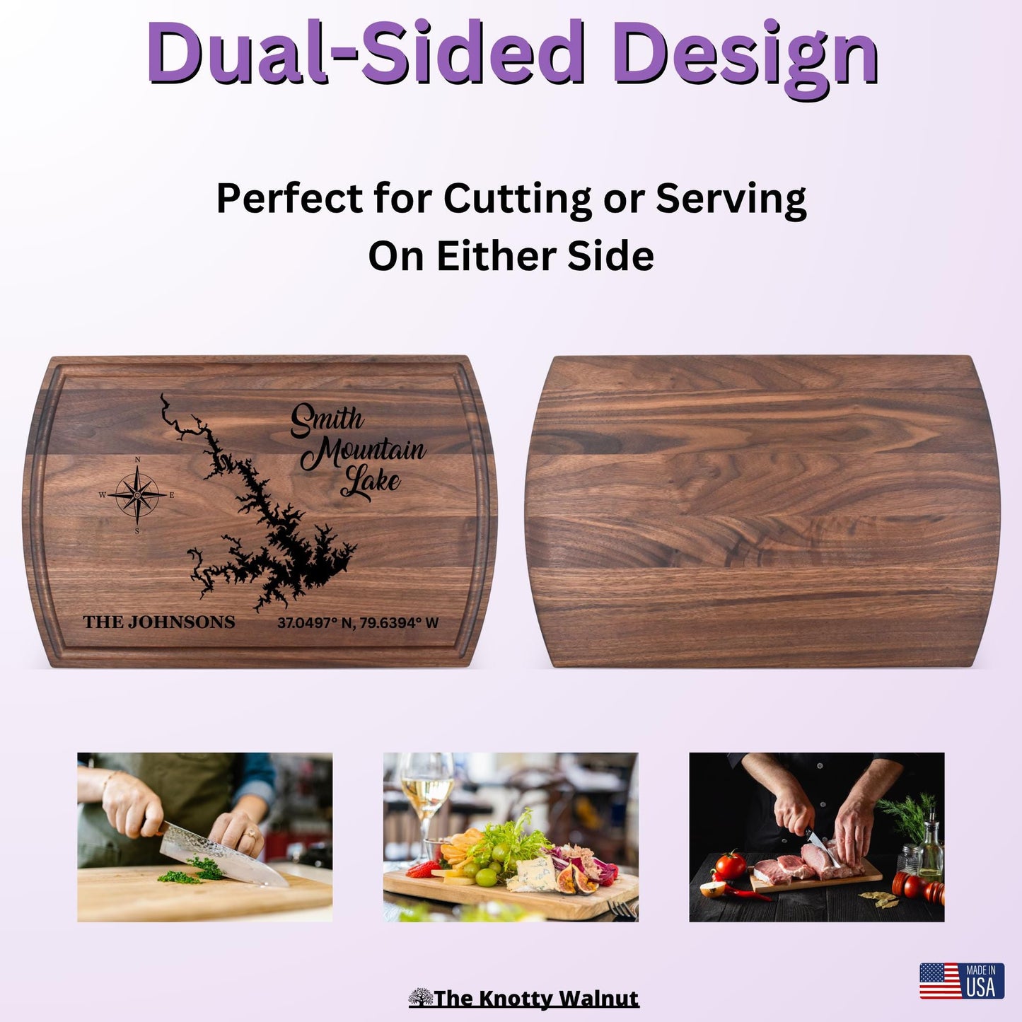 Any Lake - Smith Mountain Lake - Personalized Cutting Board & Charcuterie – Engraved Wood Gift Wedding, Anniversary, Housewarming, Christmas