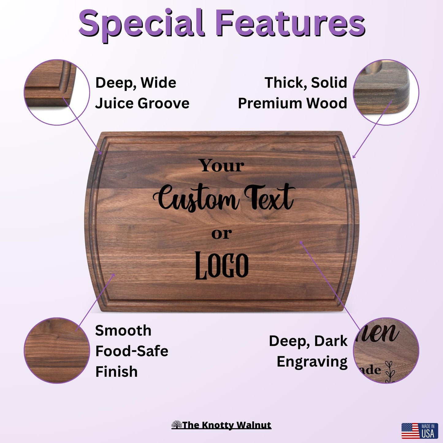 Custom Text or Logo - Personalized Cutting Board and Charcuterie Board Gift