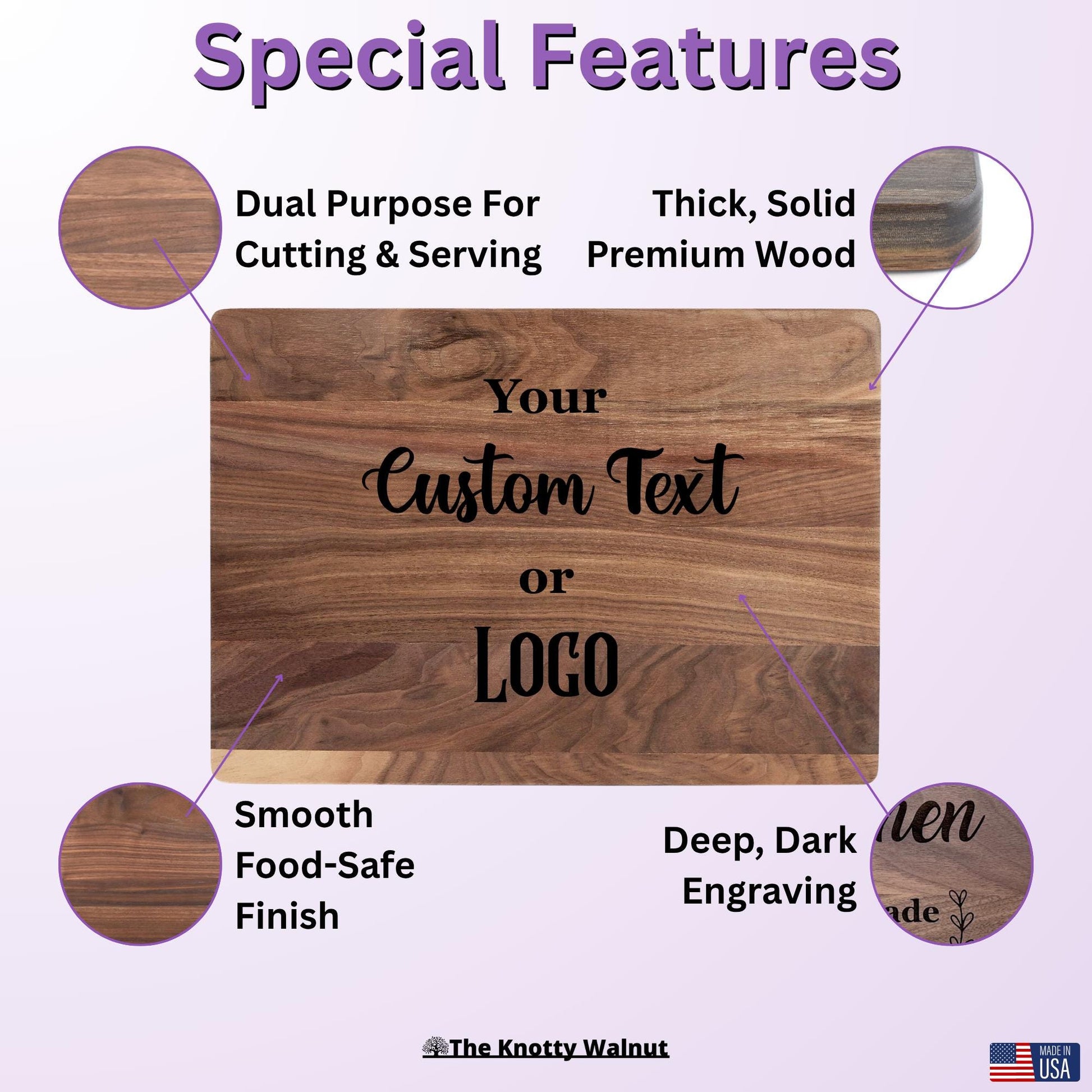 Custom Text or Logo - Personalized Cutting Board and Charcuterie Board Gift