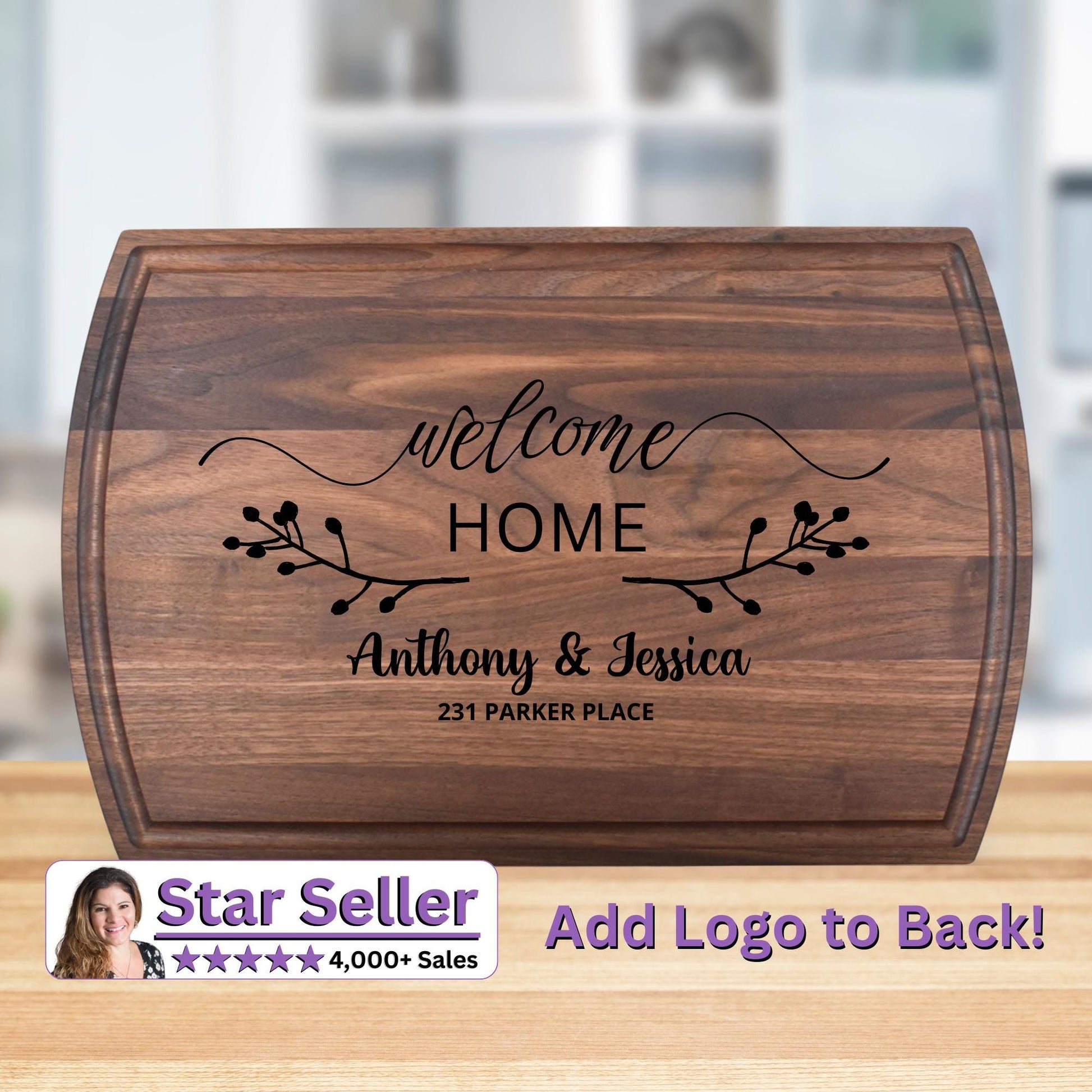 Realtor Branded Personalized Cutting Board - Custom Housewarming Gift for New Home - Engraved Gift for Homeowner Closing Gift - Thanksgiving