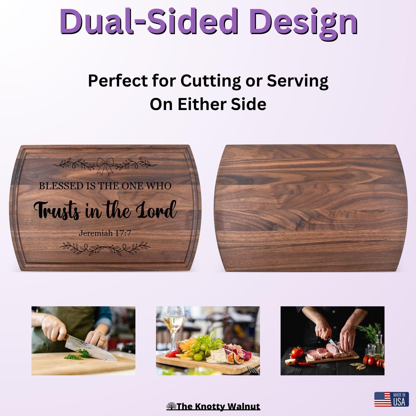 Any Bible Verse - Blessed is the one Who trusts in the Lord - Jeremiah 17.17 - Cutting Board & Charcuterie, Engraved Gift for Christmas