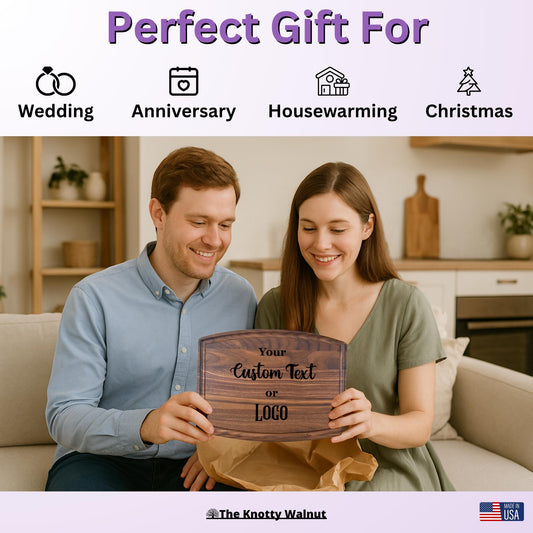 Custom Text or Logo - Personalized Cutting Board and Charcuterie Board Gift