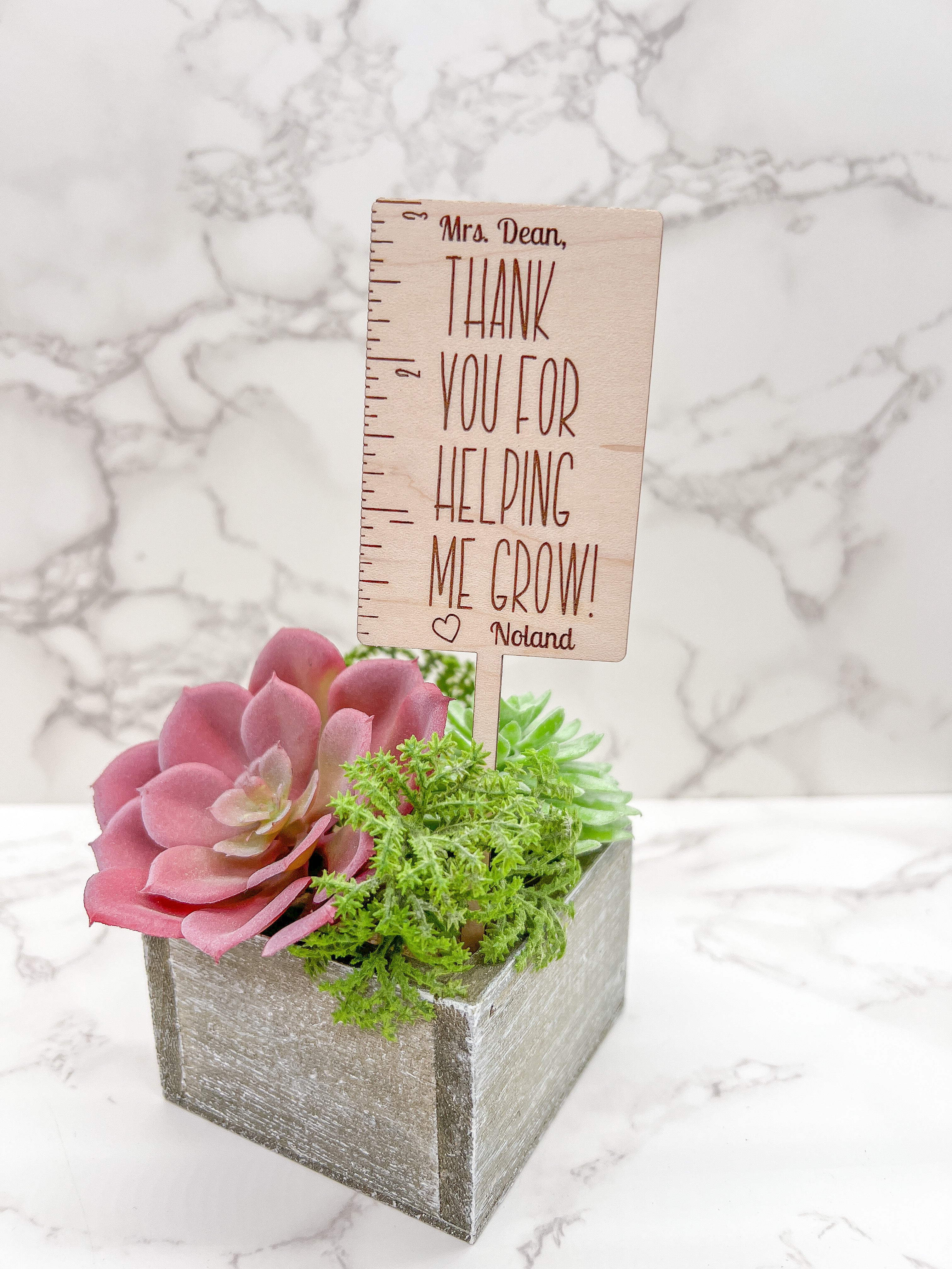 succulent thank you for helping me grow Thank you for helping me grow plant stake / Teacher Appreciation Gift – The  Knotty Walnut