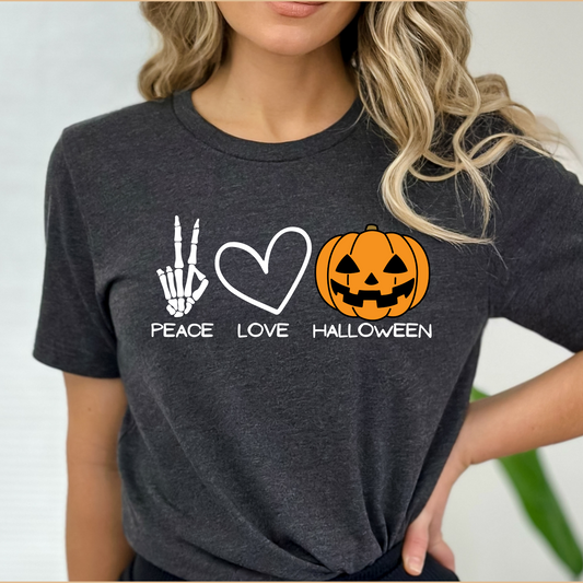 Peace Love Halloween Shirt Skeleton Halloween Shirt