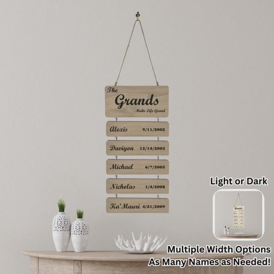 Free Ship* Grandkids Ladder Display, Personalized Wall Art Gift for Grandparents, Grandmother, Grandfather