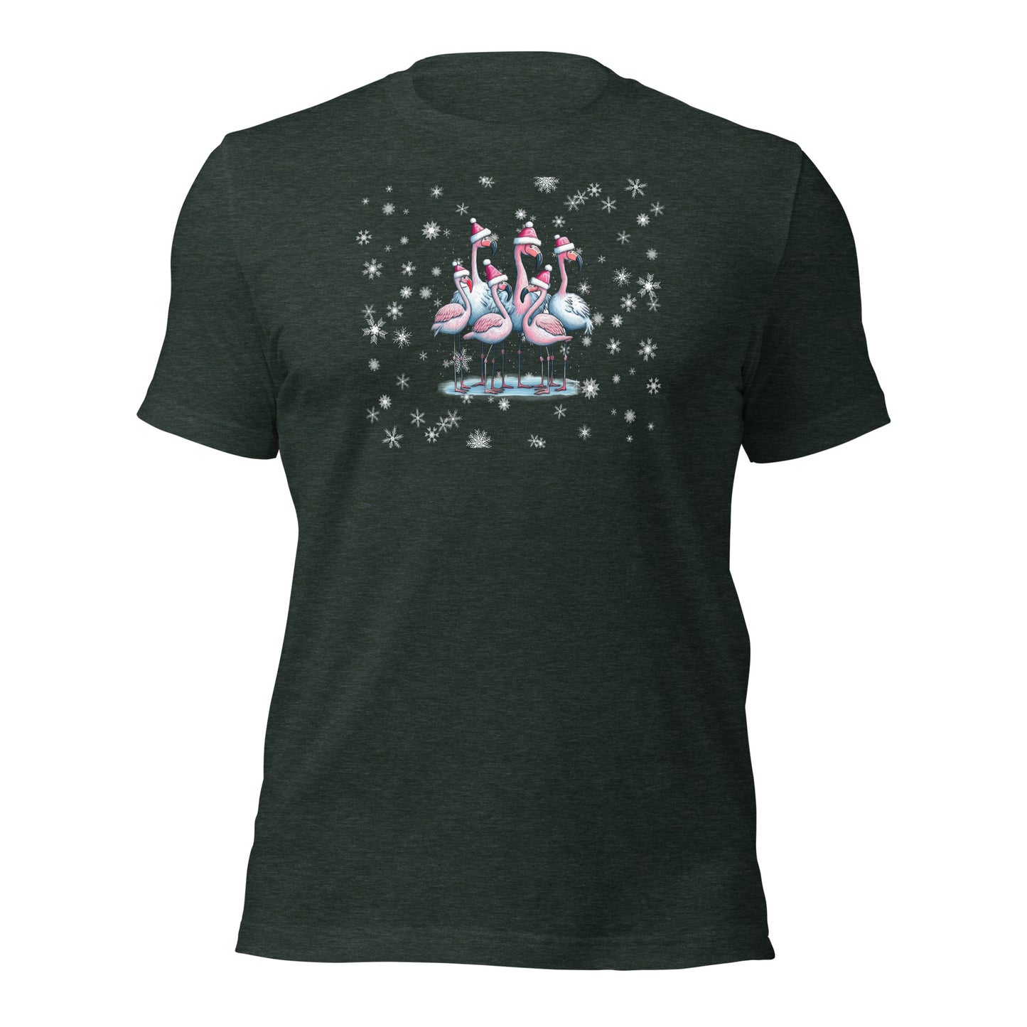 Flamingo Holiday Shirt Christmas Snowflake Tee