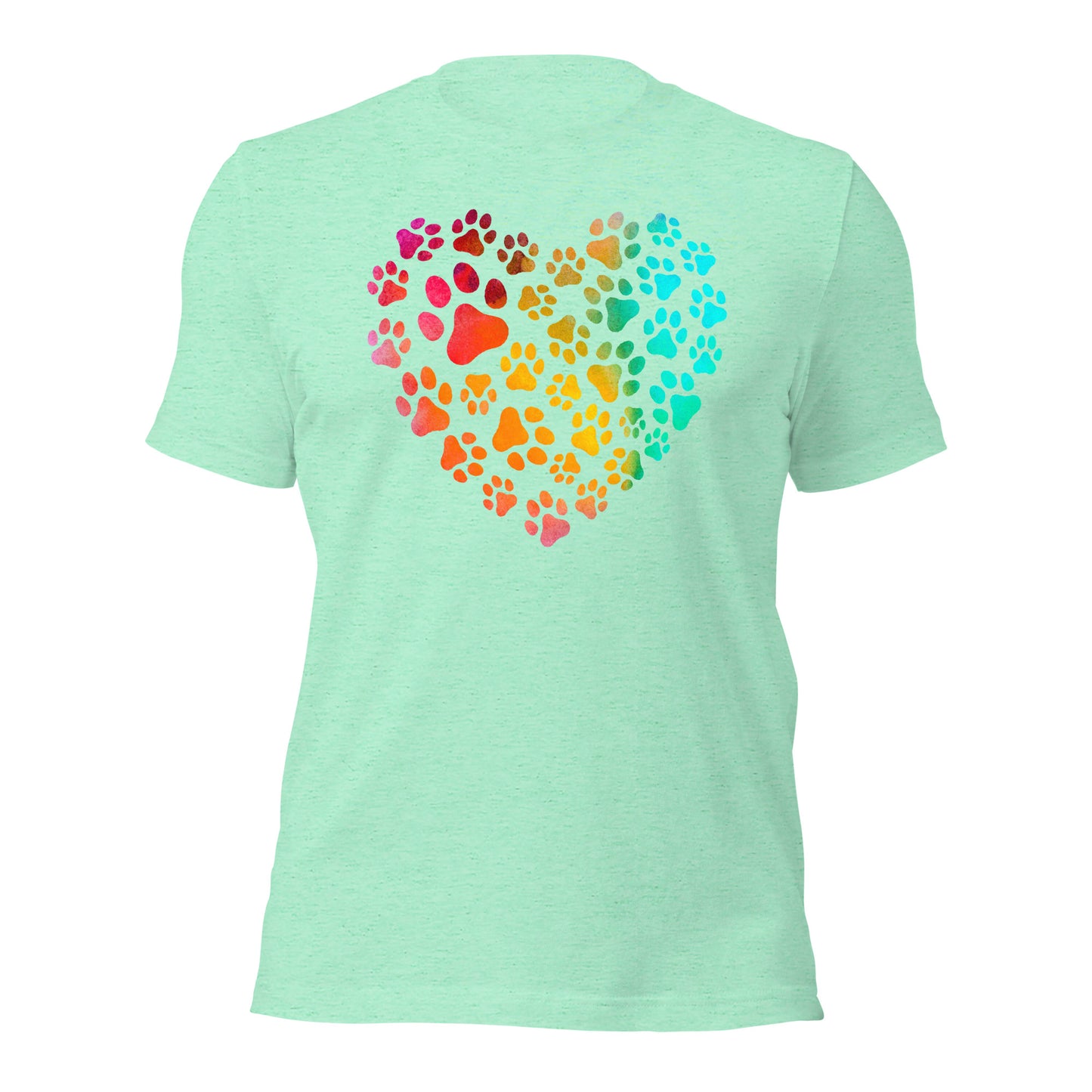 Paw Print Heart Shirt Dog Lovers Shirt Rainbow Heart Paw Print T-shirt