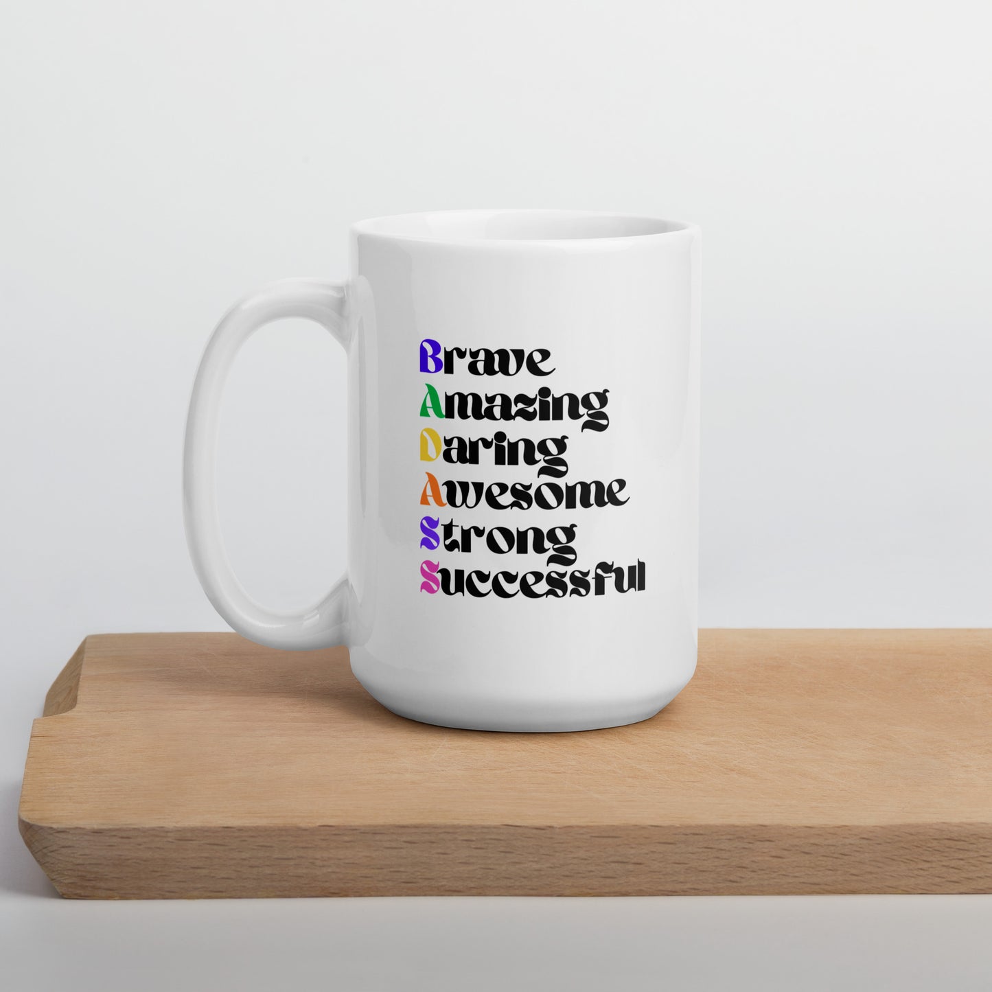 Motivational Mug, Positive Saying Coffee Cup, Brave, Amazing, Daring, Awesome, Strong, Successful