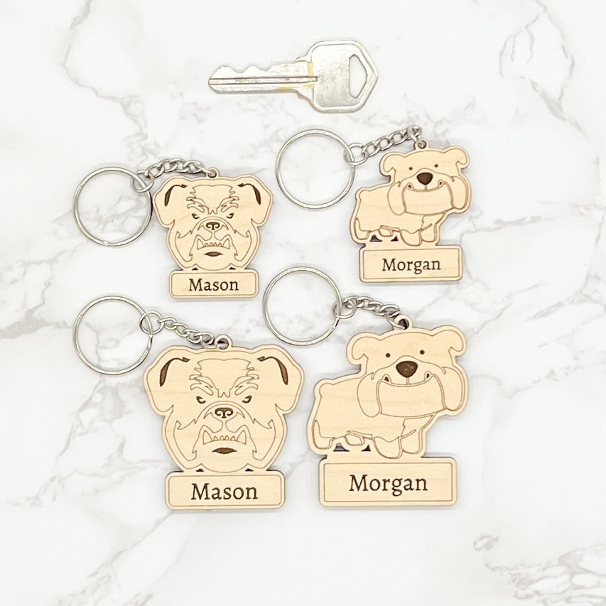 Personalized Bulldog Bag tags / Keychains