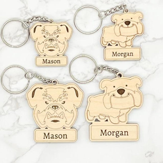Personalized Bulldog Keychains / Bag tags
