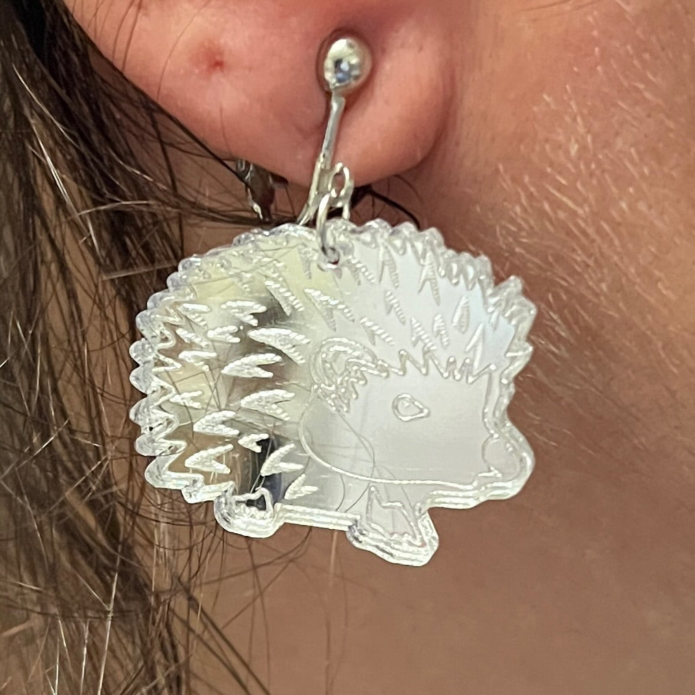 Hedgehog Earrings - Clip-ons, Dangles, and Studs