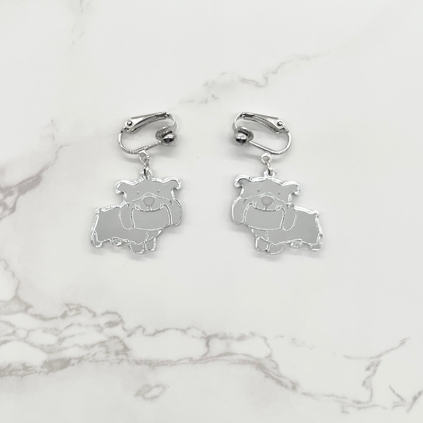 Bulldog Earrings - Clip-on