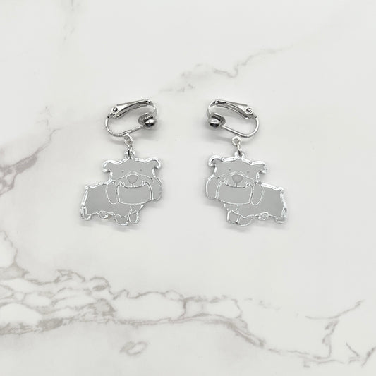 Bulldog Earrings - Clip-on