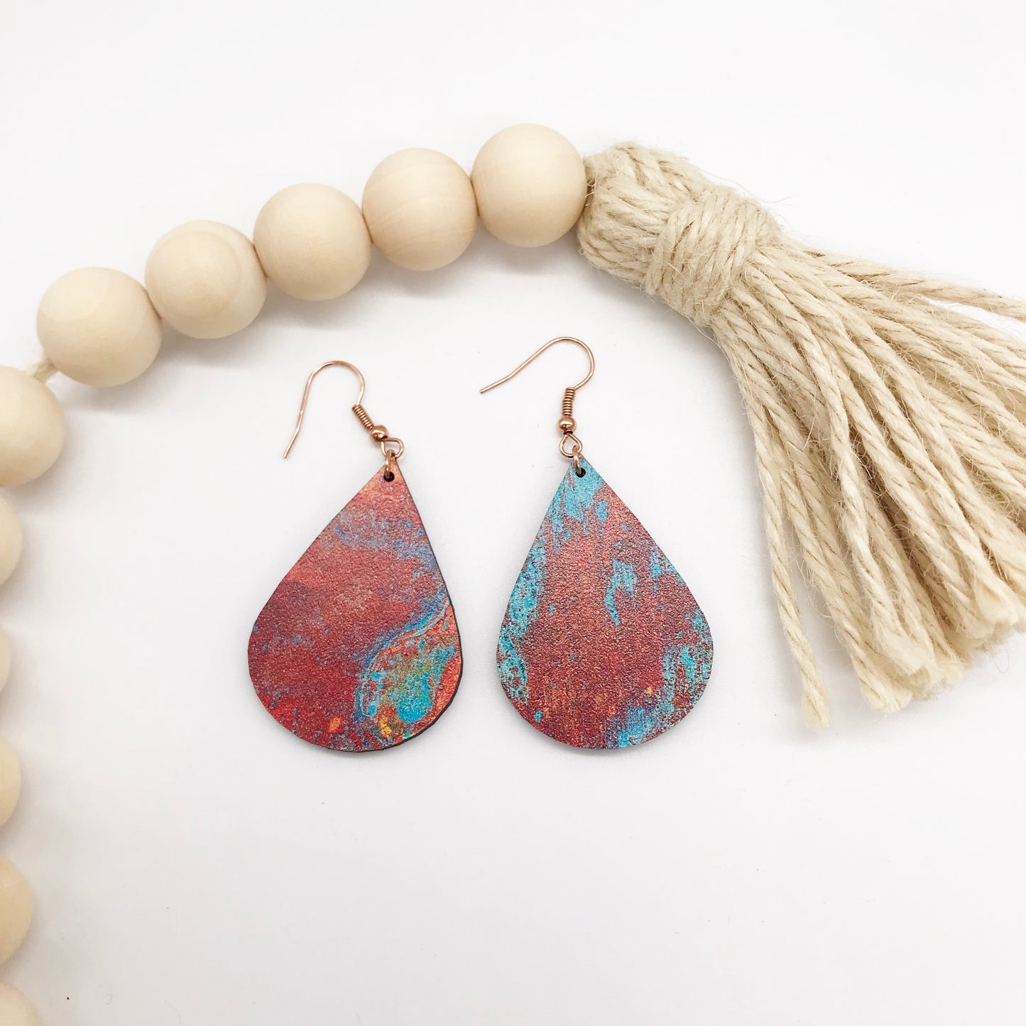 Copper Turquoise Teardrop Earrings