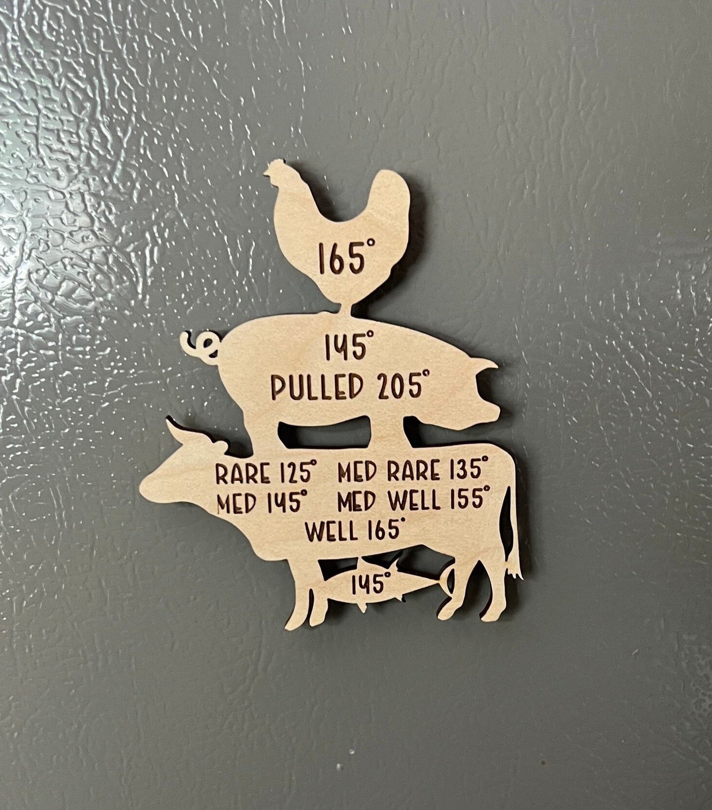 Cooking Magnet / Cooking Times for Meats Magnet / Fridge Magnet /Cow, Chicken, Pig, Fish Magnet