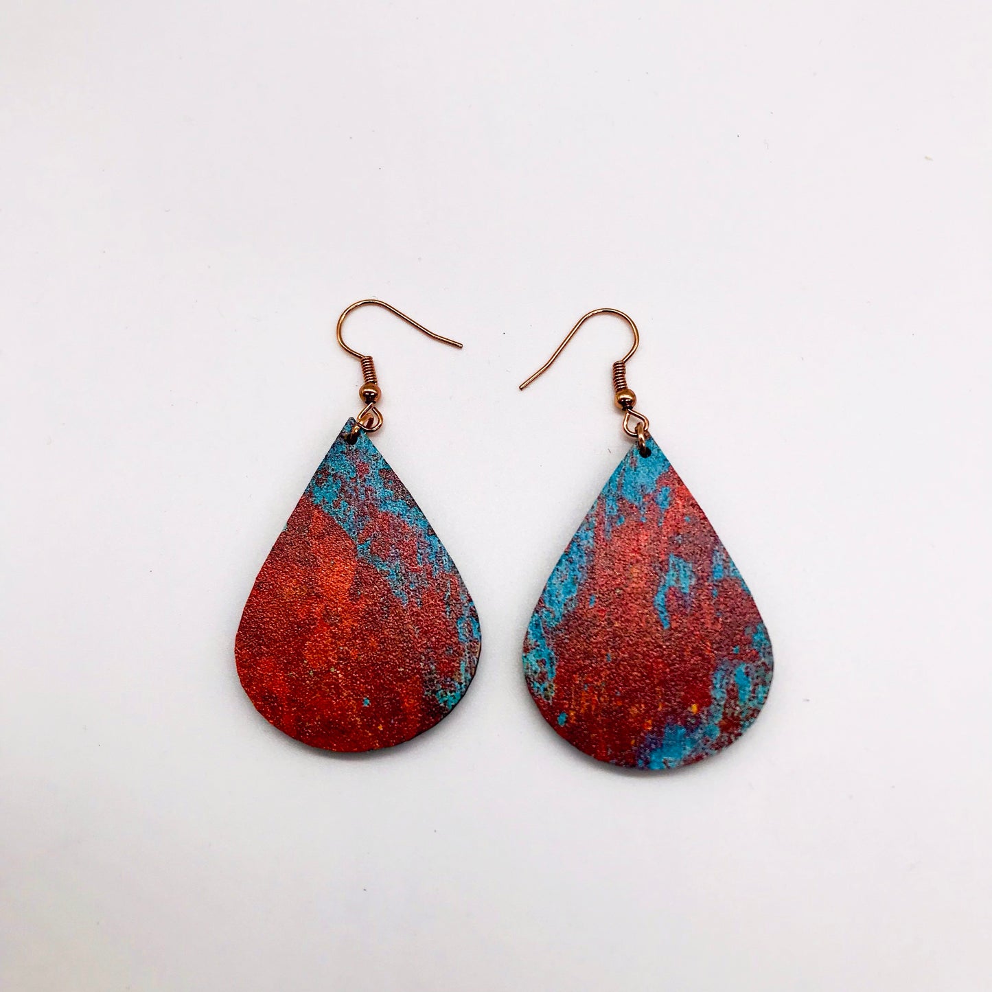 Copper Turquoise Teardrop Earrings
