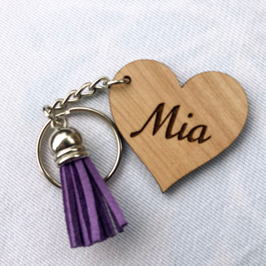 Personalized Heart Keychain with tassel