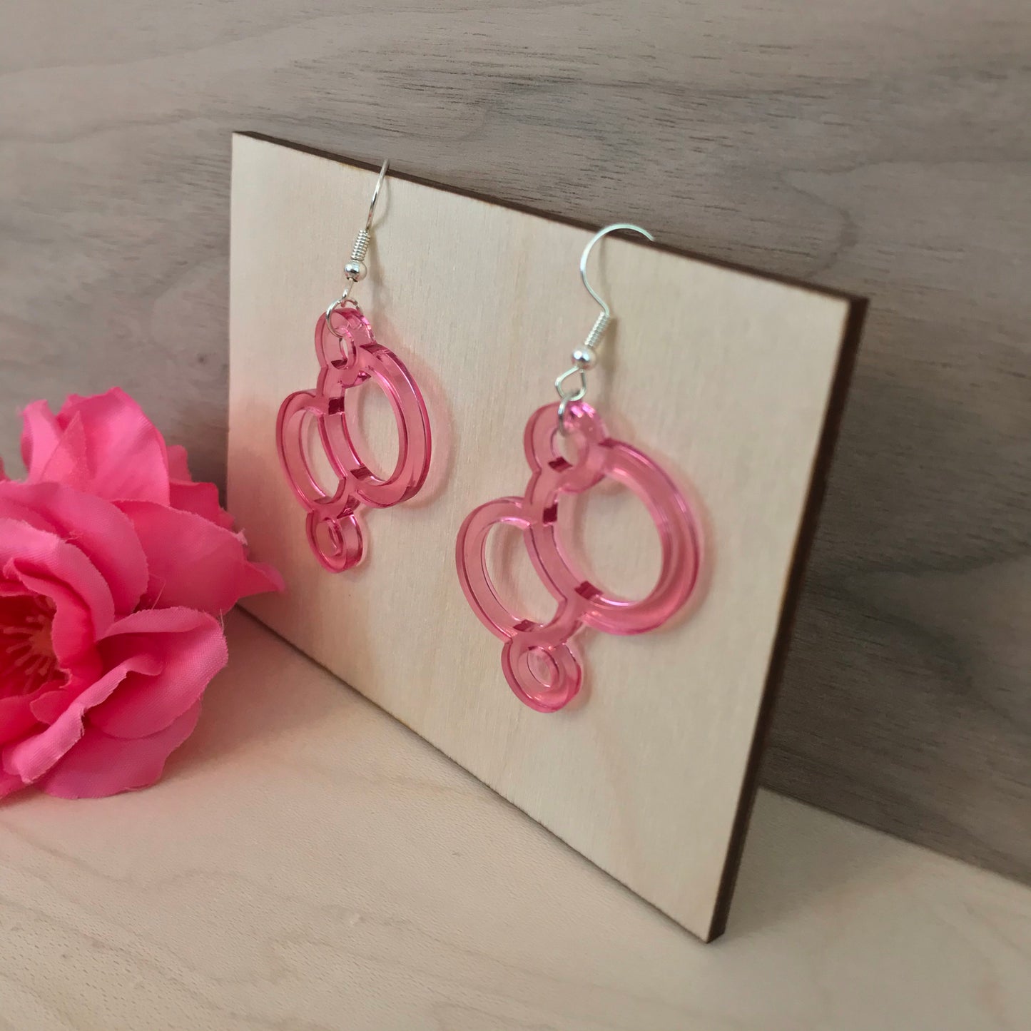 Pink Earrings / Bubble Earrings / Pink Dangling Earrings / Acrylic Earrings